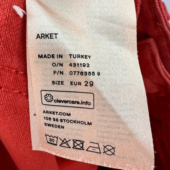 ARKET Womens Orange Cotton Stretch High Rise Straight Leg Denim jeans Size EU29 - Picture 9 of 9